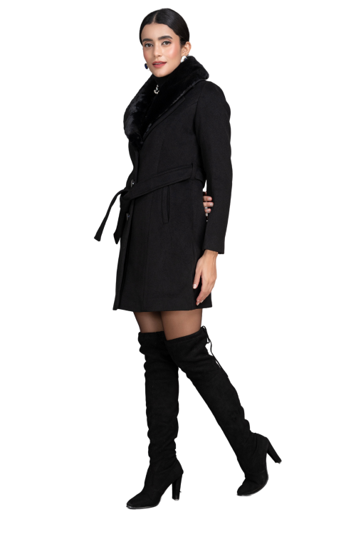 Women Coat Pitch black